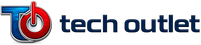 Logo of Tech Outlet with a red and blue design on a transparent background