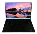 Black laptop with a scenic wallpaper on a white background
