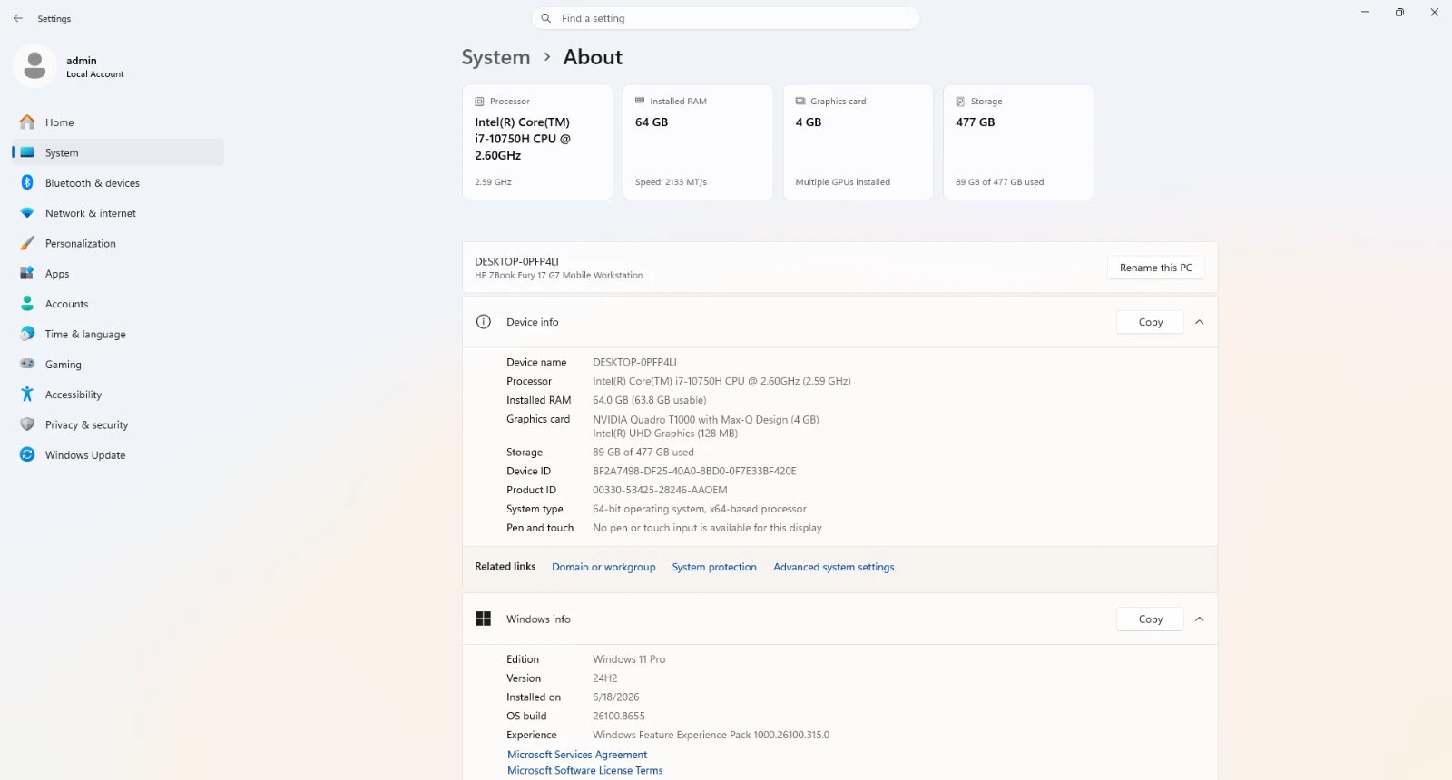 System settings screen with various options on a gradient background